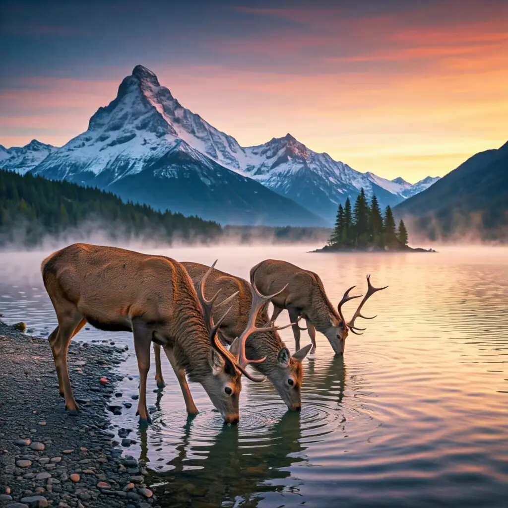 Gemini, KI Bildgenerierung, Rehe am See